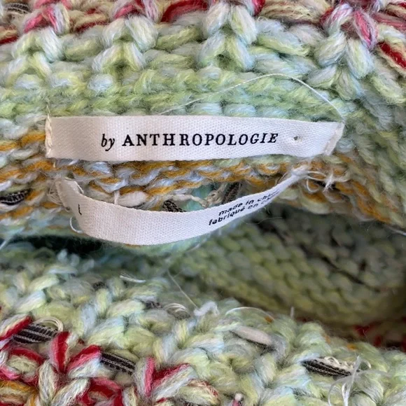 Anthropologie Sweater Elysa Cropped Turtleneck Sweater Knit Multi Colored Winter - Picture 9 of 10